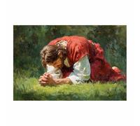 ZAMAEIU JéSus Christ Toile Tableau Prière sainte sur toile Poster de décoration,Decoration à La Maison Murale Tableaux salon, chambre(vert109)-20x30cm Sans cadre