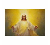 ZAMAEIU JéSus Christ Toile Tableau Sacrée illumination sur toile Poster de décoration,Decoration à La Maison Murale Tableaux salon, chambre(jaune64)-60x90cm Sans cadre