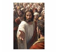 ZAMAEIU JéSus Christ Toile Tableau Tendant la main aux gens sur toile Poster de décoration,Decoration à La Maison Murale Tableaux salon, chambre(blanc)-30x50cm Sans cadre