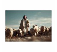 ZAMAEIU Jésus Toile murale Les Saints Bergers nordique de Jésus Impression sur toile Poster de décoration pour la Décoration d'Église Chambre(blanc48)-60x90cm Sans cadre