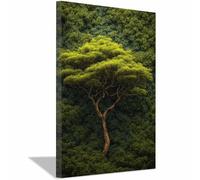 ZAMAEIU L'arbre de la vie Impression Sur Toile De Peintures Arbre solitaire et imposant Impression Ouvrages D'art Parfait Pour Déco D'art Murale En Salle De Bain Cadeau(vert)-20x30cm Encadrée