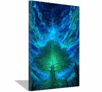 ZAMAEIU L'arbre de vie Impression Sur Toile Murale Arbre aurore poster nature Art, Convient pour salle de bain, salon, chambre, bureau.(bleu)-60x90cm Encadrée