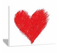 ZAMAEIU Love Heart sur Toile Cœur coup de pinceau Affiche Decoration Murale Image sur Toile Peinture Tableau Decoration Murale Salon Chambre Couloir(rouge91)-80x120cm Encadrée
