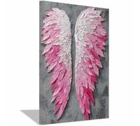 ZAMAEIU Oeuvre Peinte Toile Moderne Mur, Ailes, Tableau Mural Decoration,Pour Le Salon Bureau Salle De Réunion Salle De Bain Entrée(rose)-20x30cm Encadrée