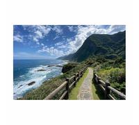 ZAMAEIU Paysage Tableau Sur Toile Chemin du littoral décorations murales, decoration maison, Convient pour le salon, la chambre, le bureau, etc.(bleu47)-80x120cm Sans cadre