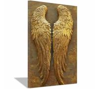 ZAMAEIU Peinture Sur Toile Tableau Ailes, Ailes brillantes perçant les nuages, Affiches et Gravures, S'applique à Tableau Decoration Murale Chambre Salon Maison Deco Cuisine(doré)-60x90cm Encadrée