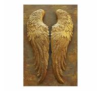 ZAMAEIU Peinture Sur Toile Tableau Ailes, Ailes brillantes perçant les nuages, Affiches et Gravures, S'applique à Tableau Decoration Murale Chambre Salon Maison Deco Cuisine(doré)-80x120cm Sans cadre