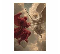 ZAMAEIU Peinture Sur Toile Tableau Ailes, Duel entre Saint et Démons, Affiches et Gravures, S'applique à Tableau Decoration Murale Chambre Salon Maison Deco Cuisine(Beige)-50x70cm Sans cadre