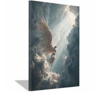 ZAMAEIU Peinture Sur Toile Tableau Ailes, Pèlerinage des ailes de nuages, Affiches et Gravures, S'applique à Tableau Decoration Murale Chambre Salon Maison Deco Cuisine(blanc)-50x70cm Encadrée