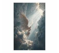 ZAMAEIU Peinture Sur Toile Tableau Ailes, Pèlerinage des ailes de nuages, Affiches et Gravures, S'applique à Tableau Decoration Murale Chambre Salon Maison Deco Cuisine(blanc)-50x70cm Sans cadre
