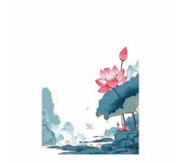 ZAMAEIU Poster Décoration Paysage Nature Fleur de lotus impression d'art, pour le salon et la chambre la chambre, Couloir de bureau etc.(blanc79)-60x90cm Sans cadre