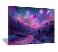 ZAMAEIU Poster Décoration Paysage Nature Observateur d'étoiles impression d'art, pour le salon et la chambre la chambre, Couloir de bureau etc.(Violet;)-30x50cm Encadrée