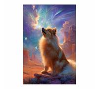 ZAMAEIU Poster sur toile représentant un chien, Chien observant les étoiles, avec impression d'art, pour le salon, la salle de bain Décoration murale, etc.(jaune)-30x50cm Sans cadre
