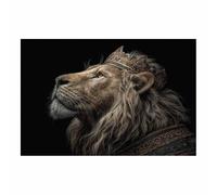 ZAMAEIU Tableau Animaux Les lions couronnés de leurs insignes royaux tableau decoration, Convient pour salon, chambre à coucher, chambre d'enfant(marron)-30x50cm Sans cadre