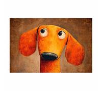 ZAMAEIU Tableau Decoration Animaux chien Chien regardant dehors affiches d'animaux avec impression d'art, pour le salon et la chambre(orange65)-60x90cm Sans cadre