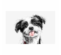 ZAMAEIU Tableau Decoration Animaux chien Chiens avec la langue sortie affiches d'animaux avec impression d'art, pour le salon et la chambre(noir et blanc100)-50x70cm Sans cadre