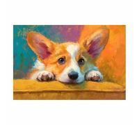ZAMAEIU Tableau Decoration Animaux chien Chiens regardant dehors affiches d'animaux avec impression d'art, pour le salon et la chambre(jaune90)-80x120cm Sans cadre