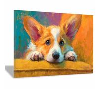 ZAMAEIU Tableau Decoration Animaux chien Chiens regardant dehors affiches d'animaux avec impression d'art, pour le salon et la chambre(jaune90)-60x90cm Encadrée