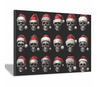 ZAMAEIU Tableau Halloween Crâne de Noël Modernes Motifs Halloween Muraux, Déco Poster pour le salon, la chambre, Couloir de bureau etc.(rouge99)-30x50cm Encadrée