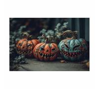ZAMAEIU Tableau Halloween Melons aux visages étranges Modernes Motifs Halloween Muraux, Déco Poster pour le salon, la chambre, Couloir de bureau etc.(gris foncé139)-20x30cm Sans cadre