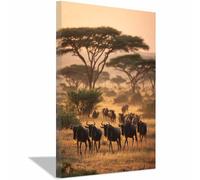 ZAMAEIU Tableau Paysage Nature Bétail des prairies toile decoration murale, impression d'art Convient pour la chambre, le salon, la salle de bain, etc.(multicolore181)-80x120cm Encadrée