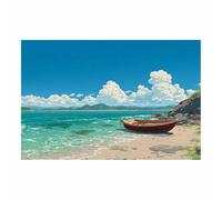 ZAMAEIU Tableau Paysage Nature Navires à quai toile decoration murale, impression d'art Convient pour la chambre, le salon, la salle de bain, etc.(bleu)-30x50cm Sans cadre