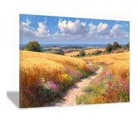 ZAMAEIU Tableau Paysage Nature, Sentiers de fleurs sauvages, toile decoration murale, impression d'art Convient pour la chambre, le salon, la salle de bain, etc.(doré)-60x90cm Encadrée