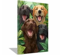 ZAMAEIU Tableau sur toile chien, Meute de chiens, Muraux Imprimée en HD Convient pour salon, chambre à coucher, chambre d'enfant(marron)-30x50cm Encadrée