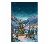 ZAMAEIU Tableau sur toile de Noël Arbre de Noël pour une décoration de chambre chaleureuse, idéal pour le salon, la salle de bain, la chambre(vert90)-80x120cm Sans cadre