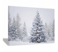 ZAMAEIU Tableau sur toile de Noël Sapin de Noël pour une décoration de chambre chaleureuse, idéal pour le salon, la salle de bain, la chambre(blanc10)-80x120cm Encadrée