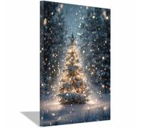 ZAMAEIU Tableau sur toile de Noël Sapin de Noël pour une décoration de chambre chaleureuse, idéal pour le salon, la salle de bain, la chambre(vert50)-60x90cm Encadrée