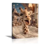 ZAMAEIU Toile murale Des cerfs se baignant dans une mare Œuvre d'art moderne Animaux abstraits, peinturesaffiches et impressions chambre à coucher mural pour salon(Brun)-60x90cm Encadrée