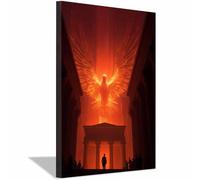 ZAMAEIU Toile tableau Art, Oiseau divin aux plumes de feu, Affiches Modernes Peintures tableau Sur Le Murale Art Tableaux Decoration De La Maison - Cadeau(orange)-20x30cm Encadrée