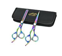 ZAMAHA Lot de 2 ciseaux de coiffure professionnels en acier inoxydable pour gaucher avec revêtement plasma 16,5 cm pour gaucher