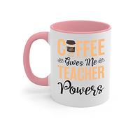 Zaman Hassan Coffee Gives Me Teacher Powers Back to School Tasse à café amusante pour homme et femme (325 ml, blanc - rose)