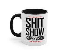 Zaman Hassan Show Supervisor - Tasse à café rétro drôle sarcastique pour homme et femme (325 ml, blanc - noir)