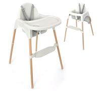 Zamboo Chaise Haute Bébé dès 6 Mois - Légère 3,5 kg, avec Tablette Amovible, Harnais 5 Points, Design Style Bois, Stable et Sécurisée - Conforme EN 14988:2017 - Jusqu’à 15 kg - Gris