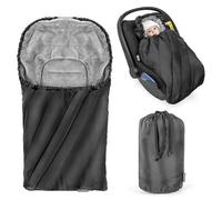 Zamboo Chanceliere Cosy Bébé Hiver avec Intérieur Polaire Teddy Doux, Noir | Nid d'ange bebe avec fentes pour harnais, compatible groupe 0+, sac de rangement inclus, lavable en machine