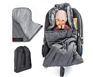 Zamboo Chanceliere Cosy Universelle 3M - Nid d'Ange Bebe pour Siege Auto avec Harnais 3 ou 5 Points (PRO), Rembourrage Thinsulate, Sac Inclus - Gris