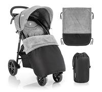 Zamboo Couverture Poussette Universelle, Plaid Bebe pour Extérieur, Polaire Douce pour Landau et Poussette, Déperlant et Coupe-Vent, Léger, Fixation Cordons, Sac de Rangement Inclus - Gris Noir