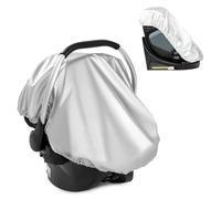 Zamboo Housse Siege Auto Bebe pour l'Été, Protection Cosy Universelle, Effet Rafraissant, Anti-Surchauffe, Anti-Thermique - Pour Groupe 0 1 2 3 - Fixation Rapide par Elastique - Argenté