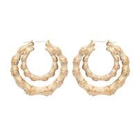 Zambuph 2 pièces femmes boucles d'oreilles motif de noeud en bambou oreille balancent femmes oreilles gouttes, W72817double cercle