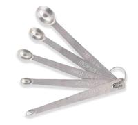 Zambuph 5 pièces cuillère à mesurer cuillères de cuisine en acier inoxydable avec longue poignée outils de mesure accessoire ménage boulangerie, Argent, tête arrondie, 5 pièces