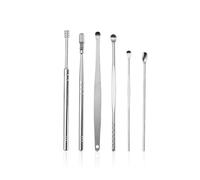 Zambuph 6 pièces bâtonnets de -oreilles en acier inoxydable Kit de dissolvant cire d'oreille Portable voyage poli Curette nettoyage enlèvement cueilleurs