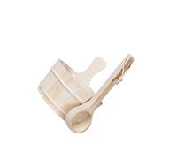 Zambuph Accessoires de bain pour hammam et spa : seau et louche en bois pratiques pour un usage quotidien. Texture exquise. L'insert en plastique ajusté retient l'eau mais est