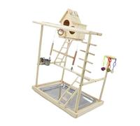 Zambuph Aire de Jeux Interactive à Trois Niveaux avec perchoirs et échelles pour Oiseaux, idéale pour l'exercice des Petits Oiseaux. Support pour, Jouet d'escalade et Aire de Jeux pour Animaux