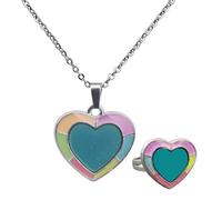 Zambuph Bague d'humeur changeant de couleur - Bijou élégant en forme de cœur, collier et bague - Cadeau unique - Pendentif changeant couleur pour exprimer vos émotions