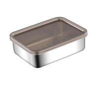 Zambuph Boîte de conservation alimentaire avec couvercle en acier inoxydable durable, facile à transporter et résistante. Organisateur de réfrigérateur empilable, Argent, 13.3 x 10 x 4 cm