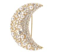 Zambuph Broche en forme de lune, ornée de strass vintage, pour ajouter une touche d'éclat Pour aux mariages, anniversaires et fêtes. Perles artificielles.
