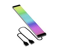 Zambuph Câble d'extension pour Carte mère, Barre LED ARGB 5V 3 Broches, Alimentation 5V 3 Broches, synchronisation, intégration pour Bureau, Bandes Noires à 8 Bandes, 23.5 x 1 cm